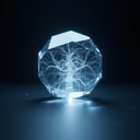 Abstract crystalline AI mind for documenter, glowing silver ice-blue