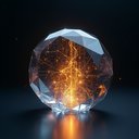 Abstract crystalline AI mind for lead-architect, glowing amber gold